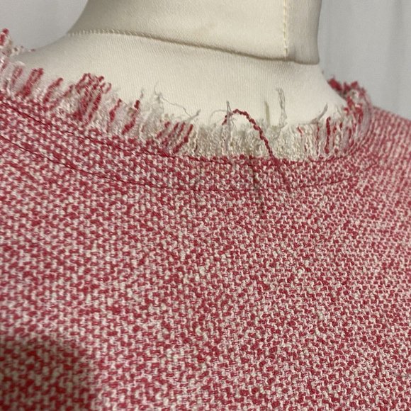 Hush Top 10 Pink Melange Textured Cotton Blend Raw Edge Frayed Boxy Boho - Picture 9 of 11